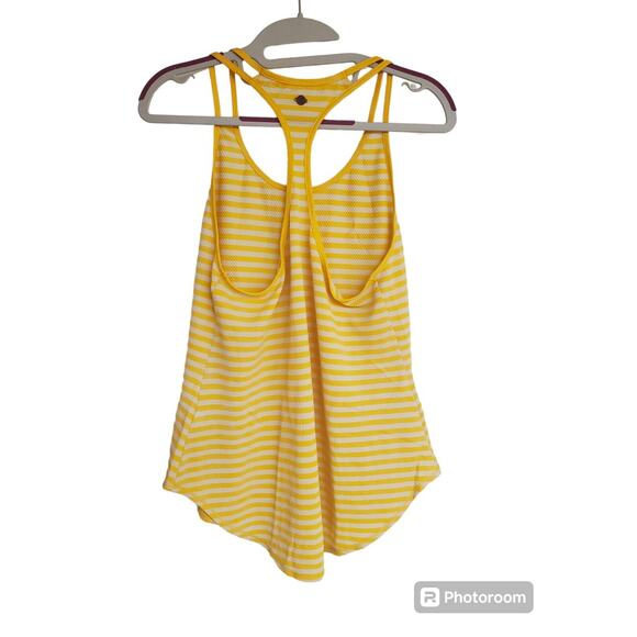 Women's Calia Yellow Textured Striped Athletic Tank Top | Size Small - Picture 2 of 8